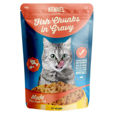 Kennel Kitchen Wet Cat Food for Adults and Kittens, Fish Chunks in Gravy, 24 Pouches (24 X 100 GMS) Kennel Kitchen Wet Cat Food for Adults and Kittens, Fish Chunks in Gravy, 24 Pouches (24 X 100 GMS)