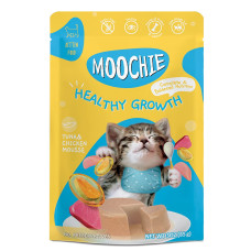 MOOCHIE Wet Cat Food Grain-Free Gravy Cat Treat Healthy Growth with Tuna Chicken and Salmon Oil Complete & Balanced Nutrition no Added Flavour and Preservatives Size 85 g. (12 Pouch X 85 g.) MOOCHIE Wet Cat Food Grain-Free Gravy Cat Treat Healthy Growth with Tuna Chicken and Salmon Oil Complete & Balanced Nutrition no Added Flavour and Preservatives Size 85 g. (12 Pouch X 85 g.)