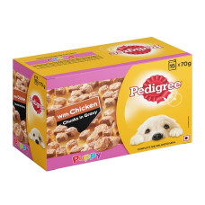 Pedigree Puppy Dog Food, Chicken Chunks in Gravy, 70 g (Pack of 15) Pedigree Puppy Dog Food, Chicken Chunks in Gravy, 70 g (Pack of 15)