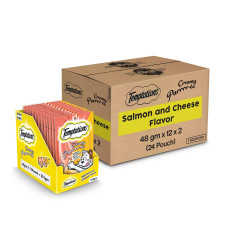Temptations Creamy Purrrr-ée, Salmon & Cheese Flavour 1152g, Pack of 24