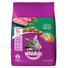 Whiskas Adult (+1 year) Dry Cat Food, Tuna Flavour, 3Kg Pack